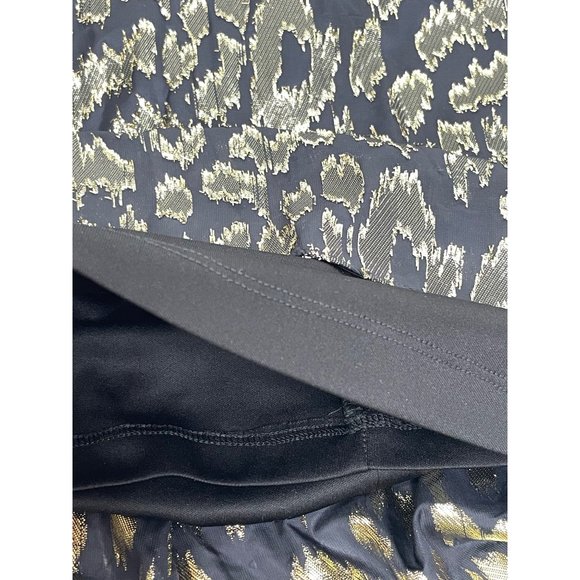 Calvin Klein Dress 8 Black Gold Metallic Leopard-type pattern A-line Round Neck - Picture 11 of 12